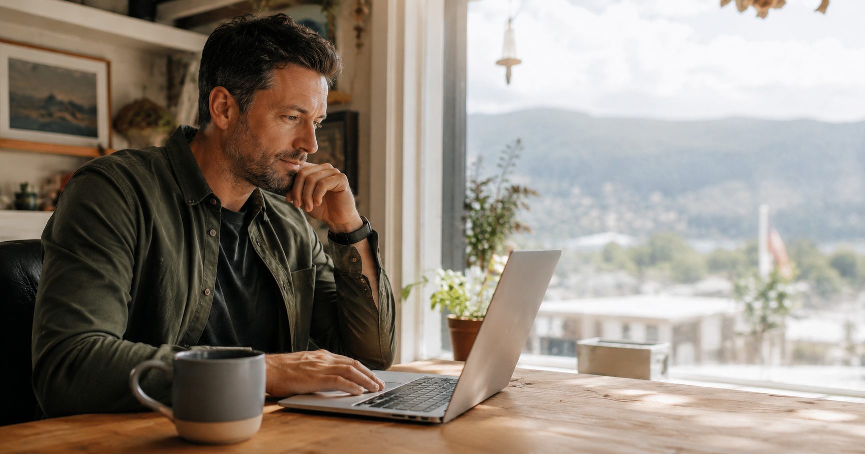 Vernon BC small business owner reviewing their website design on a laptop