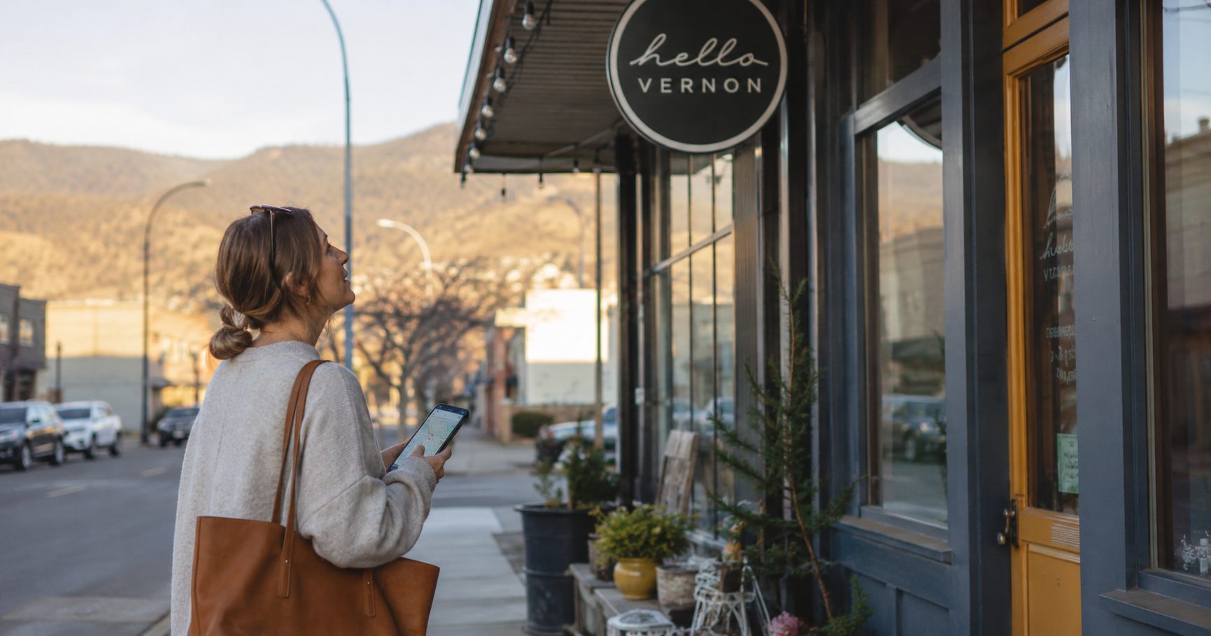 Customer arriving at a Vernon BC shop after finding it on Google Maps